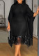 Plus Size Women Elegant Patchwork Tassel Maxi Dress