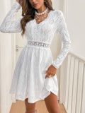 Elegant Women's Solid Lace Patchwork Mini Holidays Dress Sundress