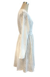 Elegant Women's Solid Lace Patchwork Mini Holidays Dress Sundress