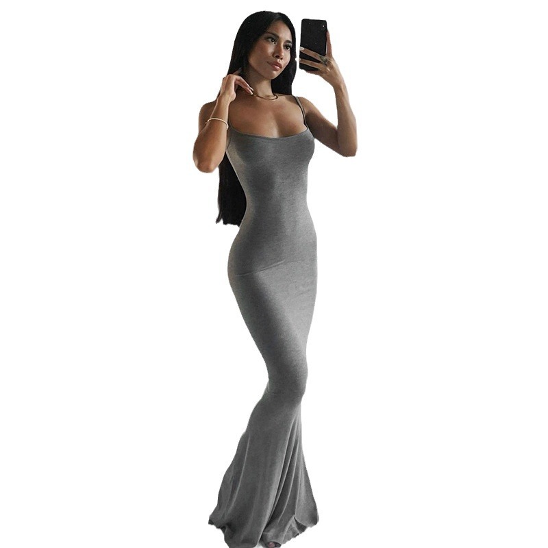 Strap Slim Maxi Dress for Summer Casual Wear