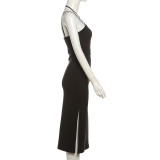 Women Solid Off Shoulder Strap Dress