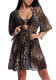 Bikini Three-Piece Printed Mesh Women's Short-Sleeved Sunscreen Robe Swimsuit