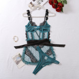 Fashion Sexy Contrast Color Mesh See-Through Hollow Low Back Temptation Sexy Lingerie