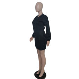 Women Casual Long Sleeve Pocket Dress