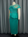 Women Shawl Sleeve Ruffle Dress