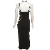 Women Solid Off Shoulder Strap Dress
