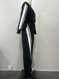 Women Striped Top and Pants Two Piece Set