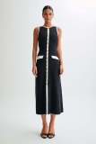 Women Knitting Elegant Sleeveless Button Dress