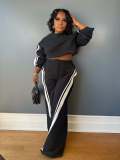 Women Striped Top and Pants Two Piece Set