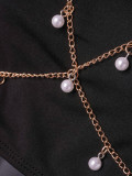 Women metal pearl sexy chest chain