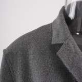 Women Winter Loose Oblique Button Placket Irregular Blazer