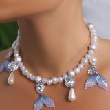 Women rhinestone pearl necklace