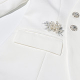 Women rhinestone design Solid Blazer