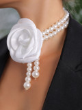 Women evening dress pearl necklace