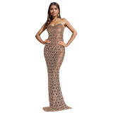 Women sexy suspenders Beaded Bodycon Dress