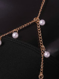 Women metal pearl sexy chest chain