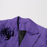 Women flower decoration elegant slit Blazer