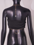 Women metal pearl sexy chest chain