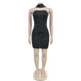 Women sexy ribbon beaded dress