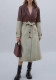 Women Fashion Contrast Patchwork Lace-Up Coat Windbreaker