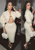 Women cardigan sweater and Bodycon Skirt Two Piece Set