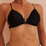 Women sexy metal rhinestone chain Chest chain accessories