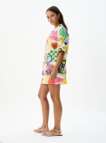 Women Graffiti Print Top and Skirt Two Piece Set