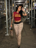 Women leopard lace Pants