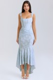 Women Sexy Off Shoulder Strapless Bodycon Fishtail Dress