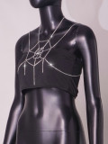 Women sexy metal iron chain bikini necklace chest chain body chain