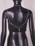 Women sexy metal iron chain bikini necklace chest chain body chain