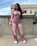 Women washed Hoodies and Pants Two Piece Set