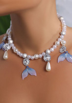Women rhinestone pearl necklace