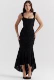 Women Sexy Off Shoulder Strapless Bodycon Fishtail Dress