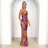 Women Printed V-Neck Sexy Dress