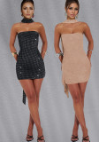 Women sexy ribbon beaded dress