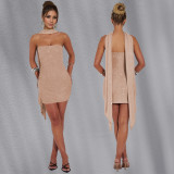 Women sexy ribbon beaded dress