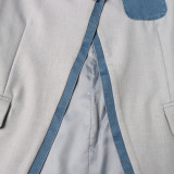 Women Autumn and Winter Fake Two Piece Patchwork Denim Blazer