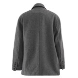 Women Winter Loose Oblique Button Placket Irregular Blazer