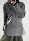 Women Winter Loose Oblique Button Placket Irregular Blazer