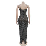 Women sexy suspenders Beaded Bodycon Dress