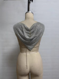 Women Summer Metallic Sequin Hooded Top