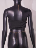 Women sexy metal rhinestone chain Chest chain accessories