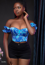 Women tie-dye print Strapless T-shirt