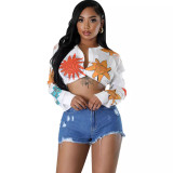 Women's Autumn Winter Print Button Long Sleeve Shirt