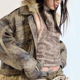 American Retro Fur Halter Neck Low Back Vest