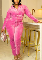 Autumn And Winter Casual Home And Out Slim Fashion Sexy Sports Solid Color Women's Two Piece Tracksuit