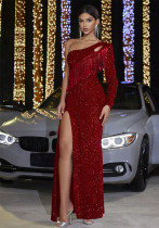 Long Sleeve Dress Skirt Feminine Chic Sequin Tassel Sexy Low Back Evening Dress Long Sleeve Dress Skirt Feminine Chic Sequin Tassel Sexy Low Back Evening Dress
