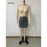 Spring Autumn Fashion Zipper Lace-Up Slim Bodycon Skirt