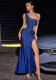 Spring Summer Fashion Sexy One Shoulder Elegant Beaded Slit Party Nightclub Evening Dress